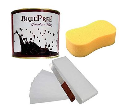 BREEPREE Chocolate Wax (600gm) with 30 Waxing Strips + Wax Spatula & Sponge