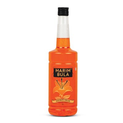 Marimbula Saffron Cream Flavoured Syrup- 1000ml Bottle | Suitable For Mocktails, Cocktails, Party Juices, Beverages | Non Alcoholic | Summer Drink Mix | Perfect for Home, Caf & Restaurant Use