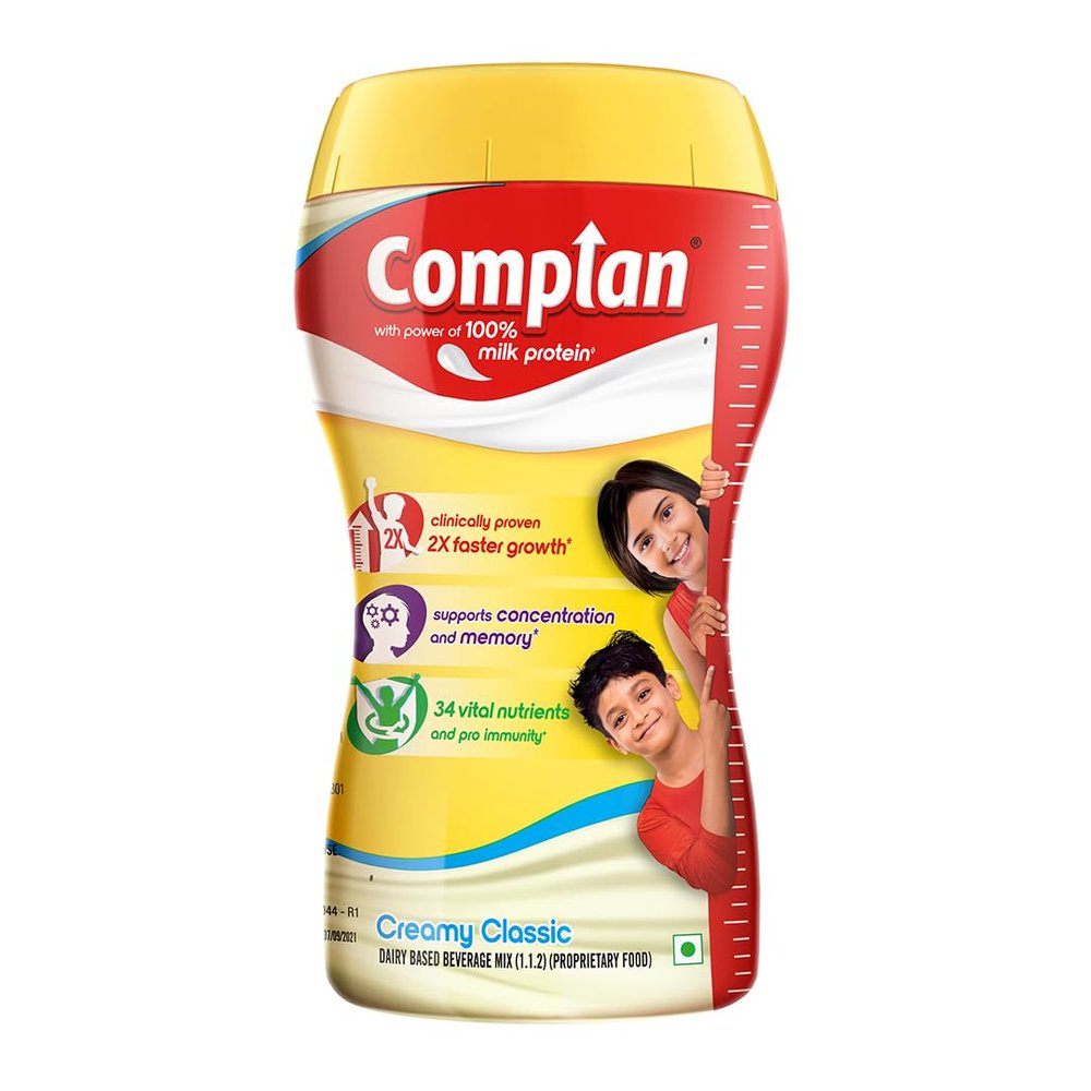 Complan Nutrition Drink Powder for Children, Creamy Classic Flavour, 500 g Jar | Nutrition drink for kids with protein & 34 vital nutrients