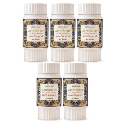 Arthrohills Ayurvedic Capsules  for Joint, Knee, Back & Shoulder Pain - Supports Strength & Mobility - 30 Capsule (Pack of 5)