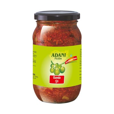 Adani Spices| Gunda | Gum berry Pickles -400gm Glass Bottle Pack Authentic Guajarati Taste