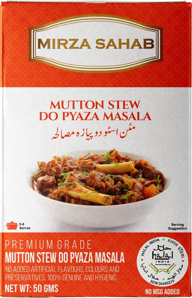 Mirza Sahab Mutton Stew Do Pyaaza Masala | Easy & Ready to Cook Exotic Spice Blend | Delicous, Flavourful & Aromatic Mutton Stew Masala (Pack of 6 x 50g Boxes)