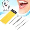 Forgesy 4Pcs/Set Stainless Dental Mirror Stainless Steel Dental Dentist Prepared Tool Set Probe Tooth Care Kit Instrument Tweezer Hoe view 3