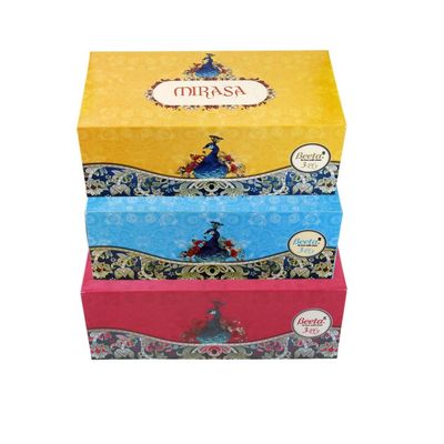 Beeta Mirasa Tissue Box Premium Face Tissue- 100 Pulls Per Box 3 Ply- (Pack of 3 Boxes) -Assorted Coloured Boxes -Soft and Highly Absorbent -100% (1)