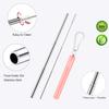 Doboli 2 Pack Reusable Metal Straws Collapsible Stainless Steel Drinking Portable Telescopic Straw with Case Black/Rose Gold view 2