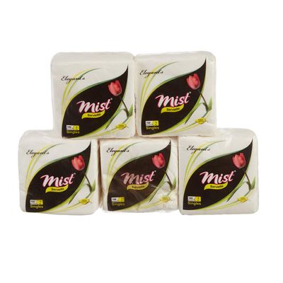 Mist 1 Ply Tissue Paper Napkins for Dining Table Cocktail Serviettes Cocktail Napkin Absorbent Luncheon Tissue Paper (50 Pulls Each, Pack of 6)