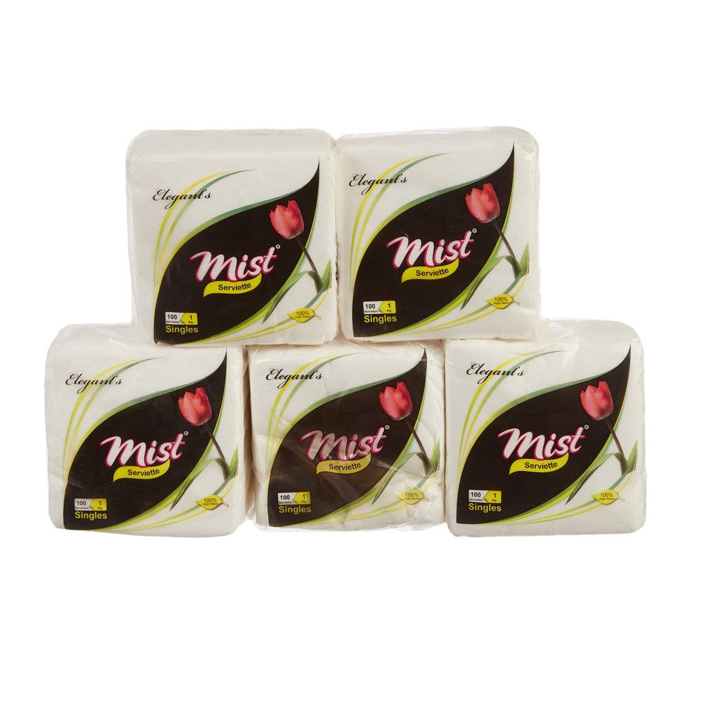 Mist 1 Ply Tissue Paper Napkins for Dining Table Cocktail Serviettes Cocktail Napkin Absorbent Luncheon Tissue Paper (50 Pulls Each, Pack of 6)