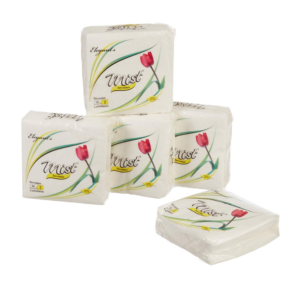 MDN Mist 2 Ply Tissue Paper Napkins for Dining Table Serviettes Cocktail Napkin Absorbent Luncheon Tissue Paper (50 Pulls Each, Pack of 6)