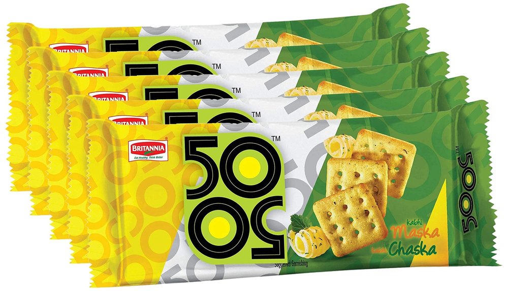 Britannia 50-50 Maska Chaska, 50g (Buy 4 Get 1, 5 Pieces) Promo Pack