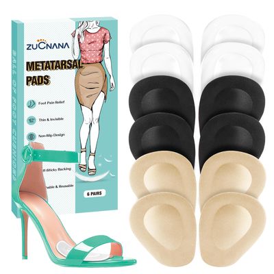 (12 Pieces) Metatarsal Pads for Women High Heels | Ball of Foot Cushions 6 Pairs Foot Pads | Shoe Cushion Inserts for Pain Relief from Neuroma, Callus, and Bunions by BelugaCare