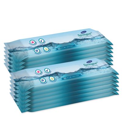 Dignity Spongee Soft Body Cleansing Wet Wipes for Adult, 240x300 mm (Pack of 12) 120 Wipes