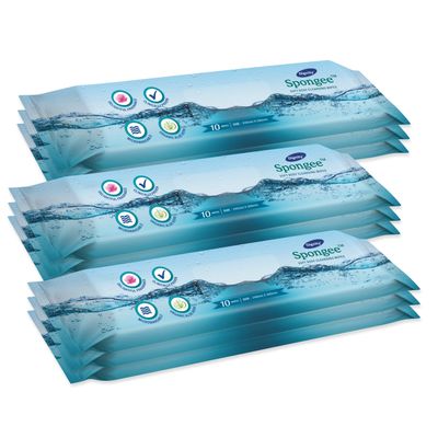 Dignity Spongee Soft Body Cleansing Wet Wipes for Adult, 240x300 mm (Pack of 9) 90 Wipes