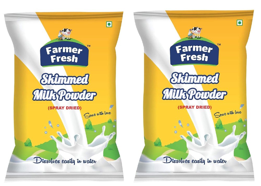 Farmer Fresh All-Natural Skimmed Milk Powder - Pack of 2, 1kg Each - Perfect for Tea & Coffee - 100% Pure, Non-Fat Dry Milk