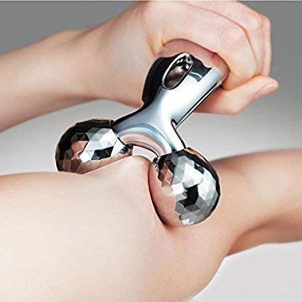 Bhavyam new handled 3D roller massager tool for shoulder face neck pain remover (Aluminium/silver)