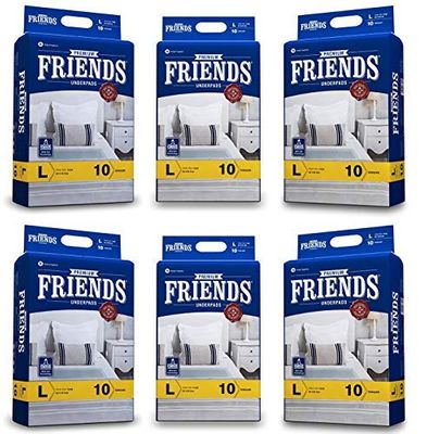 Friends Premium Disposable Underpads,Soft & Super Absorbency - 60x90 cm (Pack of 6).
