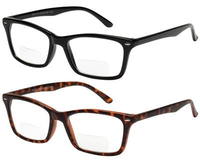 Bifocal Reading Glasses 2 Pack Fashion Comfort Quality Bifocal Readers for Men and Women +4