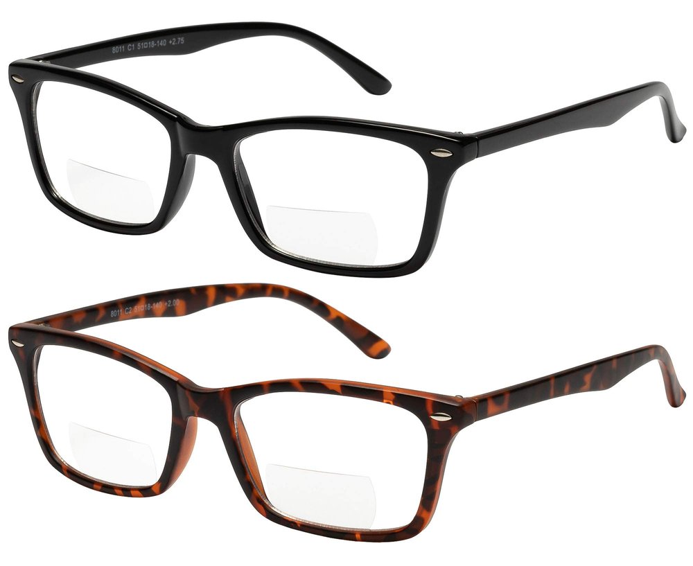 Bifocal Reading Glasses 2 Pack Fashion Comfort Quality Bifocal Readers for Men and Women +4