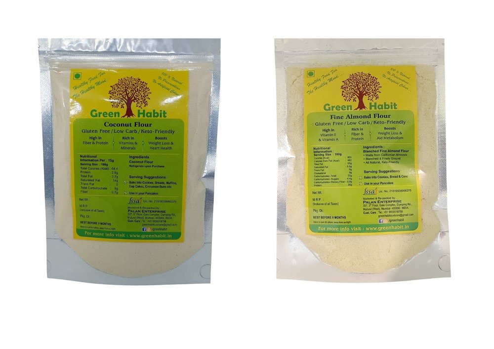 GreenHabit Fine Blanched Almond Flour 250gm & Coconut Flour 500gm Combo Pack (Keto-Friendly, Gluten-Free,Naturally Protein-Rich, Fiber-Rich)