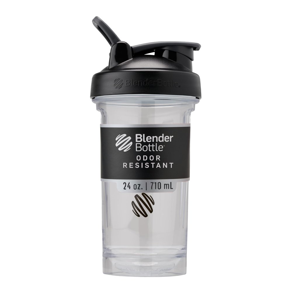 BlenderBottle Pro Series Shaker Bottle, 24-Ounce, Black/Clear