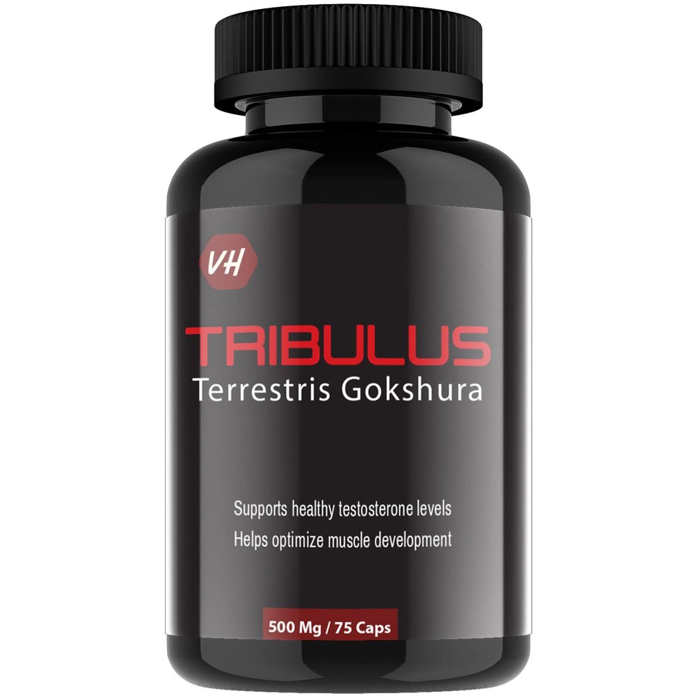 Vitaminhaat Tribulus Terrestris Gokshura, Saponins - 50% Helps Muscles Development Testo Supplement 1000Mg Per 2 Capsules Contain 75 Veg Caps