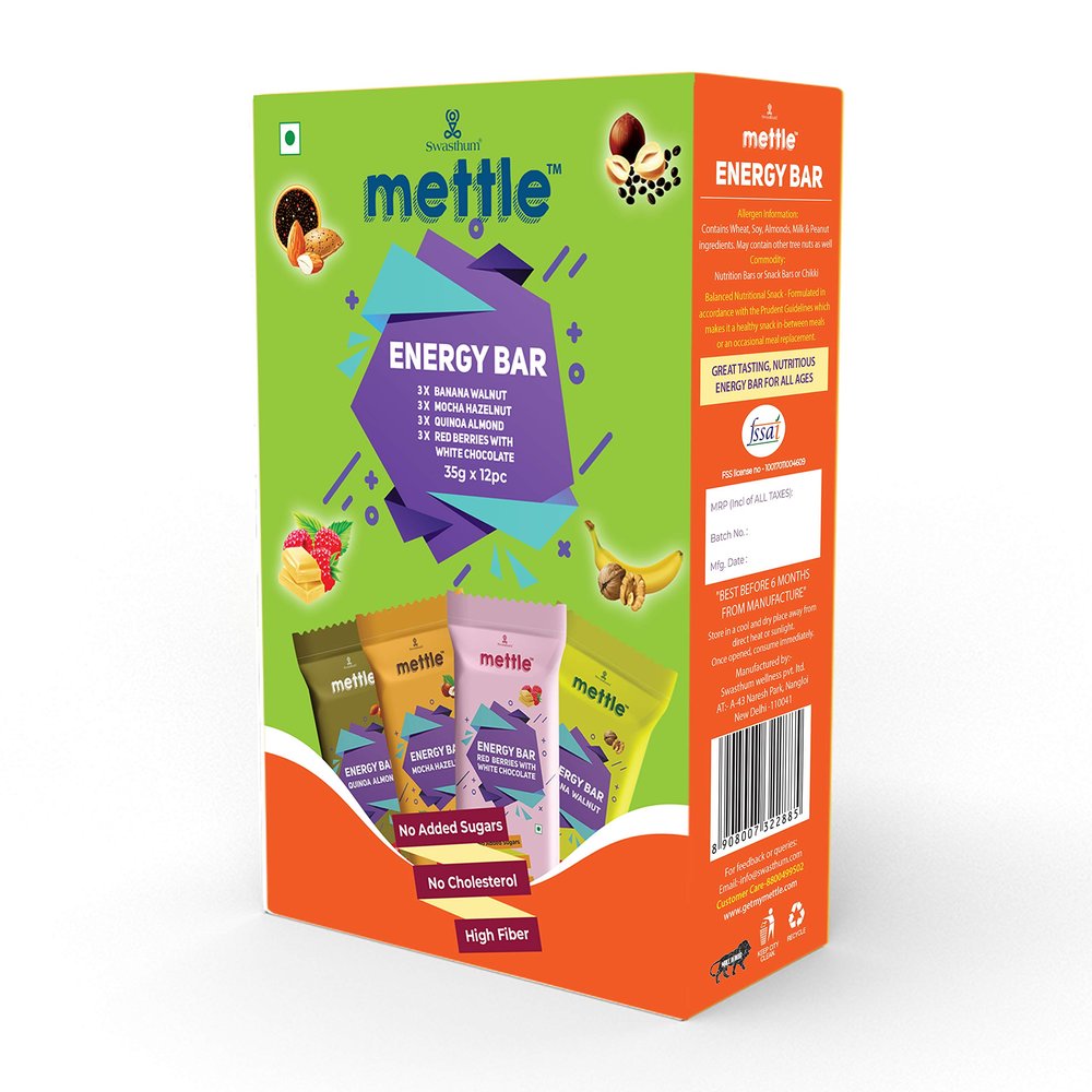 Mettle Assorted Energy Bars Pack of 12 (35 gm x12) Energy Bars (420 g, Assorted Box)