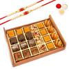 Ghasitaram Gifts Rakhi Gifts for Brothers Rakhi Sweets - Wooden Mango Delight and Rakhi Special Sweets Serving Tray with 2 Beads Rakhi view 1