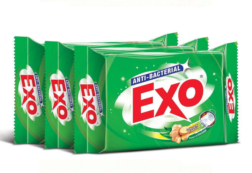 Exo Dishwash Bar 200gm X 3 | Complete Dishwashing Solution With Anti-Bacterial Efficacy & Goodness of Ginger Remove Tough Grime Stains With Ease | Experience Hygienic & Superior Cleaning