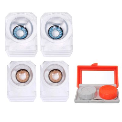 Choice Empire Monthly Colored Contact Lenses Zero Power for Eye Combo Pack of 2 with 1 Lens Travel Kit Aqua Blue-Hazel