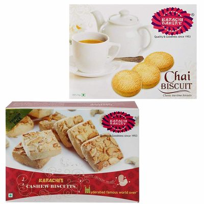 Karachi Bakery Chai Biscuit & Cashew Biscuit 400g.(Pack of 2)