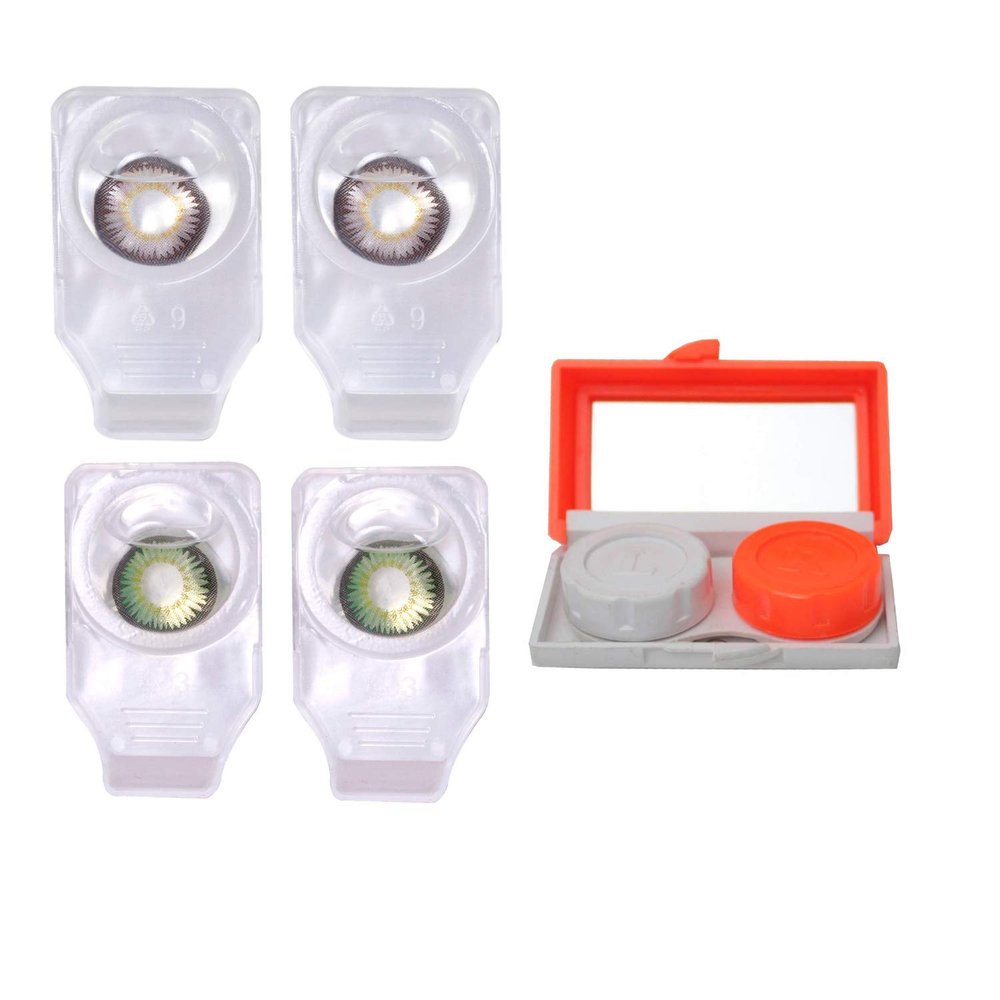 Choice Empire Monthly Colored Contact Lenses Zero Power for Eye Combo Pack of 2 with 1 Lens Travel K