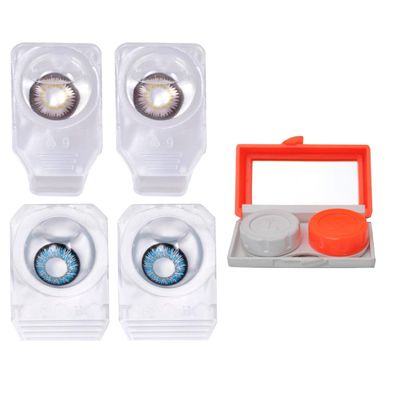 Choice Empire Monthly Colored Contact Lenses Zero Power for Eye Combo Pack of 2 with 1 Lens Travel Kit Pure Hazel-Aqua Blue