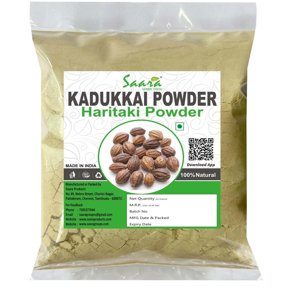 Saara HERBAL FRESH Kadukkai Powder, 51g, Haritaki Powder, Harad Powder, Terminalia Chebula,Karakkai, Black Myrobalans Powder,(pack of 1 x 51g)