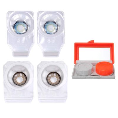 Choice Empire Monthly Colored Contact Lenses Zero Power for Eye Combo Pack of 2 with 1 Lens Travel K