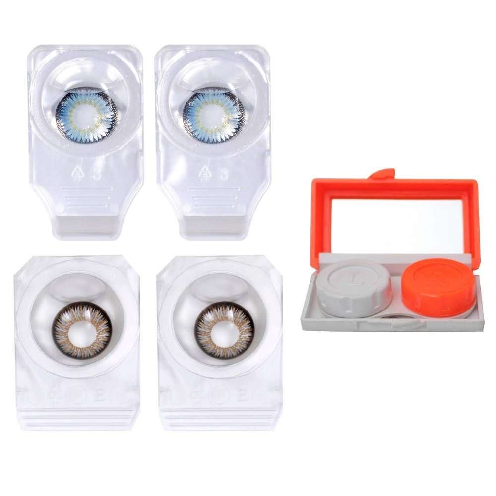 Choice Empire Monthly Colored Contact Lenses Zero Power for Eye Combo Pack of 2 with 1 Lens Travel K
