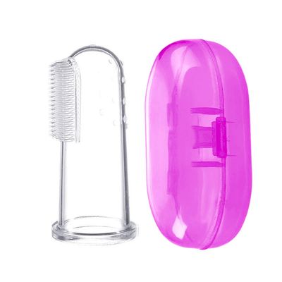 Baby Bucket Baby Silicone Finger Toothbrush/Tongue Cleaner with Case (Pink)