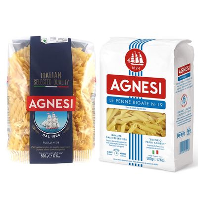 Agnesi Penne Pasta 500g + Agnesi Fusilli Pasta 500g, Pack of 1 each,