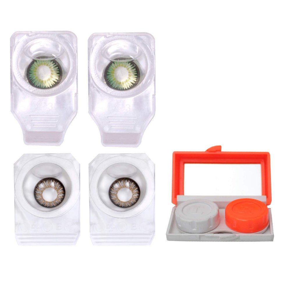Choice Empire Monthly Colored Contact Lenses Zero Power for Eye Combo Pack of 2 with 1 Lens Travel K