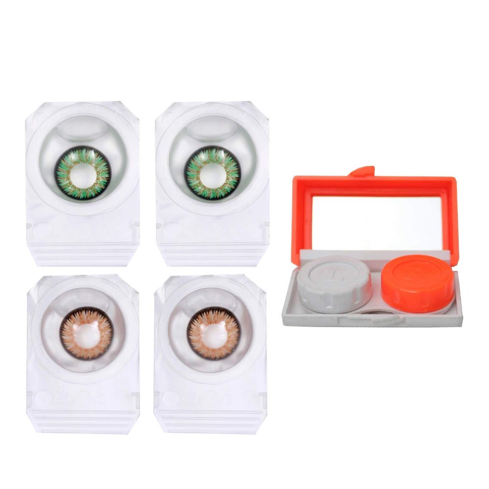 Choice Empire Monthly Colored Contact Lenses Zero Power for Eye Combo Pack of 2 with 1 Lens Travel K