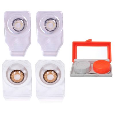 Choice Empire Monthly Colored Contact Lenses Zero Power for Eye Combo Pack of 2 with 1 Lens Travel K