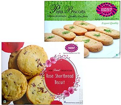 Karachi Bakery Pista Biscuit & Rose Pista Biscuit 650g.(Pack of 2)