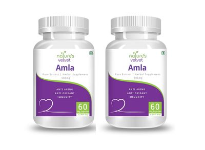 Natures Velvet Lifecare Amla Pure Extract 500mg, 60 Veggie Capsules - Pack of 2