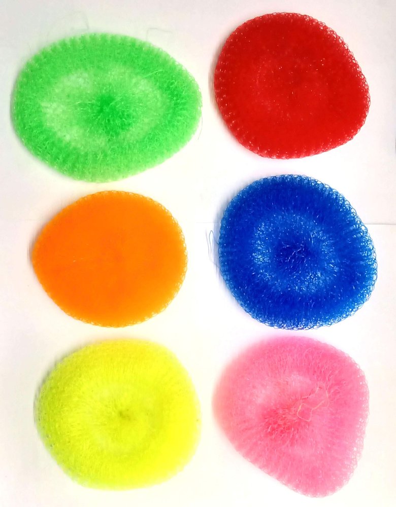 Blue Hut Nylon Plastic Scrub Pads Multi Colour Foam Pad Sponge Scourer Kitchen Scrubber for Dish Utensils Tiles Cleaning Pack of 6 (12 CM)