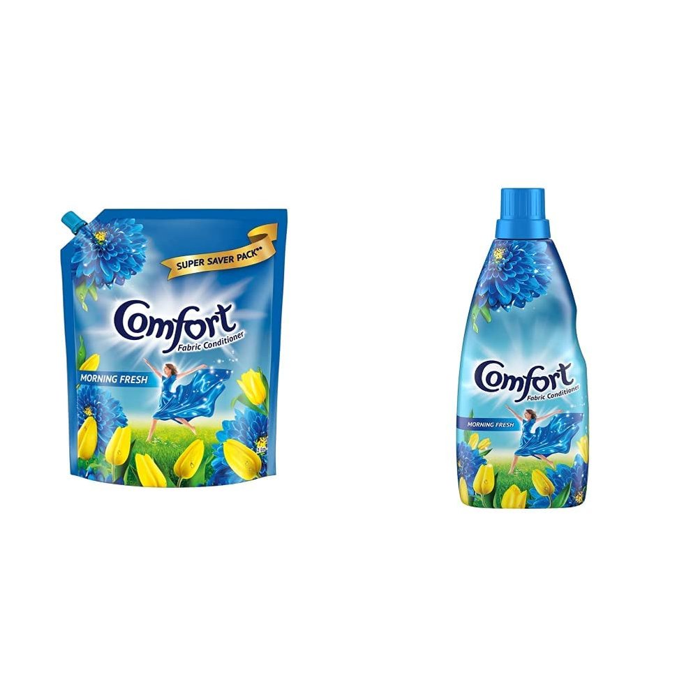 Comfort After Wash Morning Fresh Fabric Conditioner Pouch - 2 L & After Wash Morning Fresh Fabric Conditioner, Liquid 860 Ml Comb