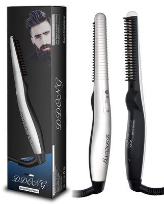DDONG Beard Straightener Comb,Quick Electric Heated Beard Brush Beard Styler For Men,Travel Portable Styling Comb Beard Iron,Multifunctional Hair Straightening Brush