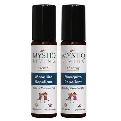 Mystiq Living Mosquito Repellant Roll On (Fabric Roll On) for Baby, Kids, Adult | Blend Of 100% Natural and Pure Essential Oils (Pack of 2)