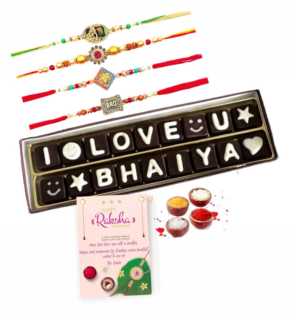 Chocolate Venue Chocolate Bar | Rakhi Gift for Brother - I Love You Bhaiya | Gift On Rakhi | Tasty & Delicious Chocolates-Rakhi Chocolate Gift for Brother/Bhai/Bhaiya with Rakhi and Greeting Card