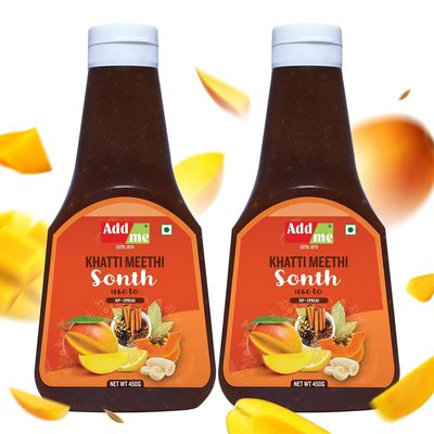Add me Khatti Meethi Sonth Chutney 450gm Sweet Sauce and dips pani Puri Chatni for chaat | Tangy Sauce for Chaat, Pani Puri | bhel Sauce and chatni Pack of 2