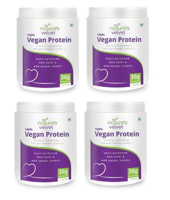Nature's Velvet Vegan Protein,100% Vegan & Plant Based Protein, Rich in BCAAs, 300gms - Pack of 4