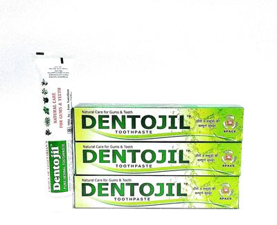 DENTOJIL AYURVEDIC TOOTHPASTE (Pack of 3) + FREE Dantsaar Herbal Toothpowder & Toothbrush with tongue cleaner
