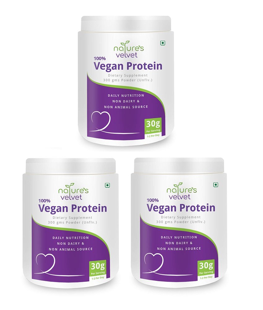 Nature's Velvet Vegan Protein,100% Vegan & Plant Based Protein, Rich in BCAAs, 300gms - Pack of 3